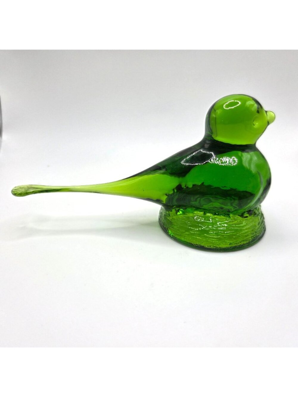 Kanawha Glass Green Bird on A Nest Figurine Candle Snuffer 5.5" Long MCM - Picture 7 of 10
